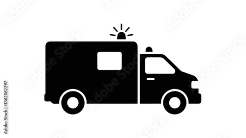 Emergency ambulance van silhouette icon.