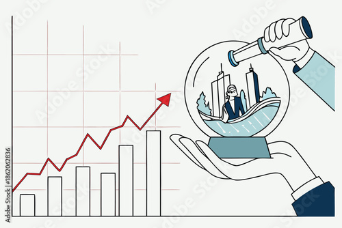 business man drawing graph