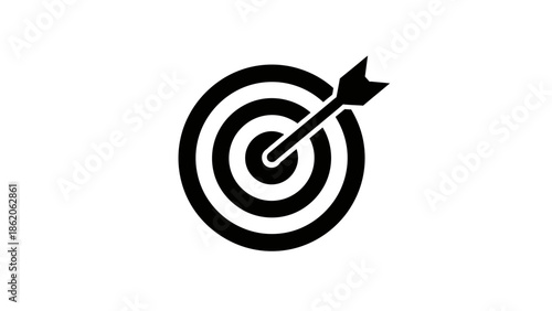 Business target icon with arrow hitting the center bullseye.