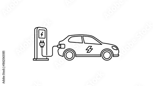 Electric vehicle charging station icon.