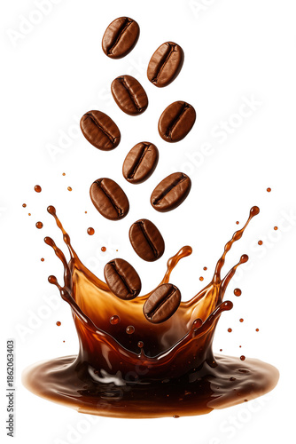 Wallpaper Mural Falling Coffee Beans Splashing into Liquid Coffee Torontodigital.ca