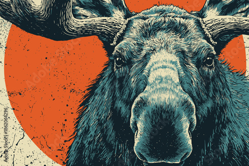 Portrait of a Moose vector outlines cut