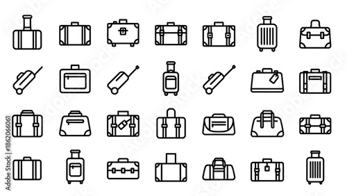Collection of Simple Luggage and Bag Icons.