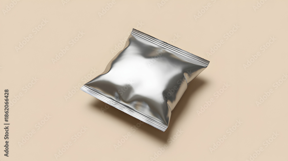 Naklejka premium Silver Foil Potato Chips Bag Mockup Design