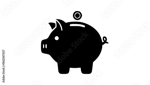Piggy bank icon illustrating savings and financial growth on a white background isolated on white background, Vector