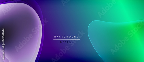 Abstract fluid shapes, vibrant colors blend. Dark background emphasizes glowing gradients, modern design element.