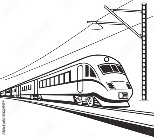 train on the white background