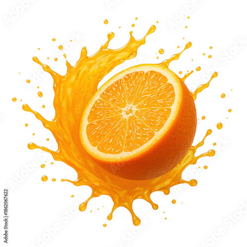 Wallpaper Mural Fresh Orange Slice with Juice Splash Torontodigital.ca