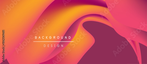 Abstract fluid shapes, vibrant colors blend. Gradient design features text background, design. Smooth curves create dynamic visual effect.