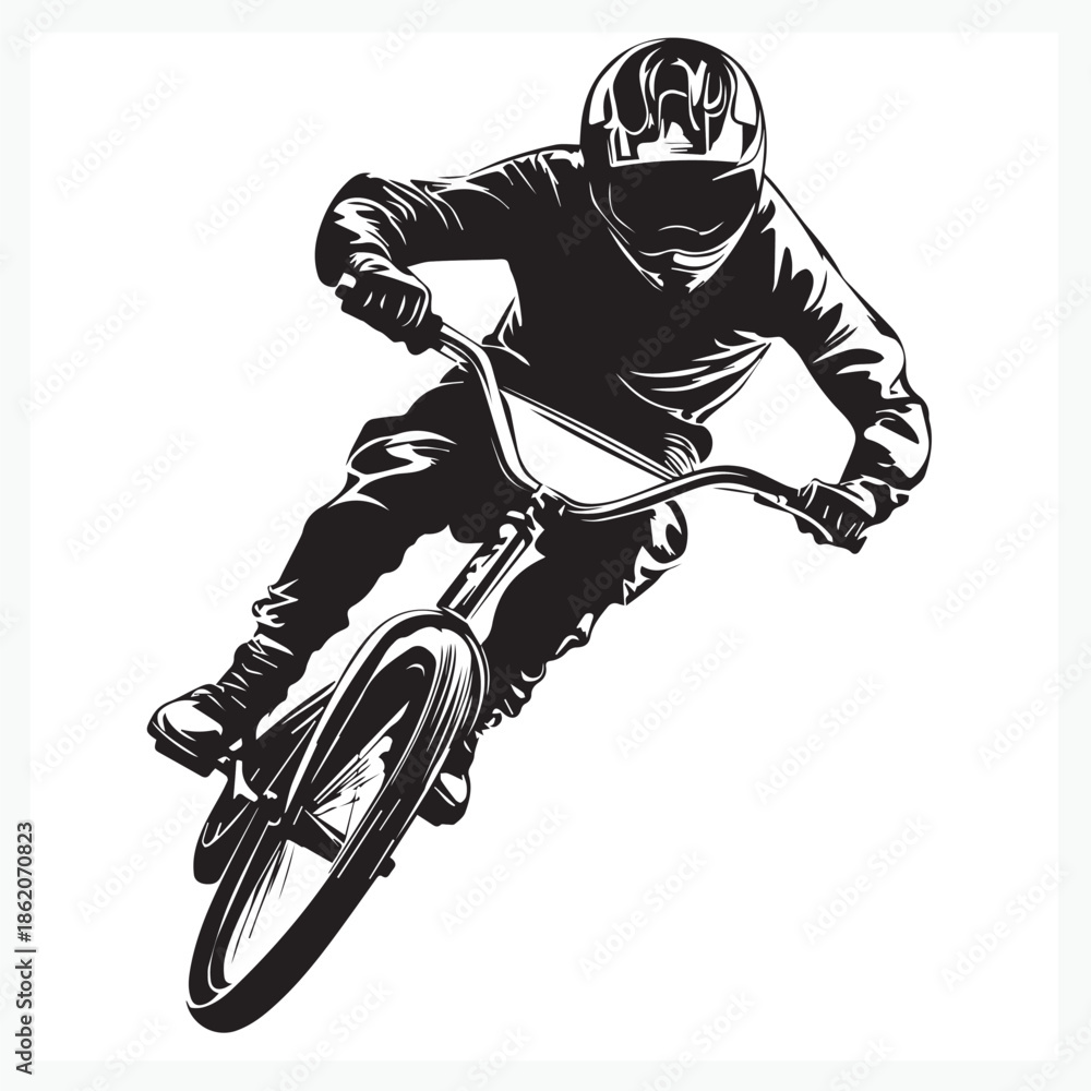 Naklejka premium silhouette of a cyclist