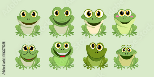 Funny frog cartoon character for kids design vector illustration. Great for prints playful project and nature themes.