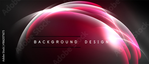 Abstract pink glow, dynamic curves, dark background. Modern design element, suitable for banners, presentations. Bright, elegant composition.