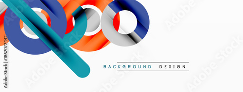 Abstract flowing lines create modern design. Blue, orange, silver hues dominate composition. Minimalist aesthetic suits various projects.