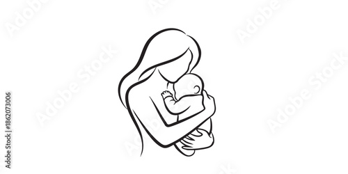 Loving mother hugs her little baby