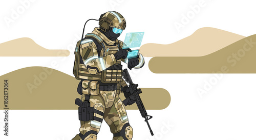Advanced soldier using augmented reality tactical interface for mission planning in desert