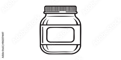 Baby food jar outline icon vector
