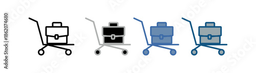 
Hotel trolley icon set multiple style collection with hotel trolley and briefcase design