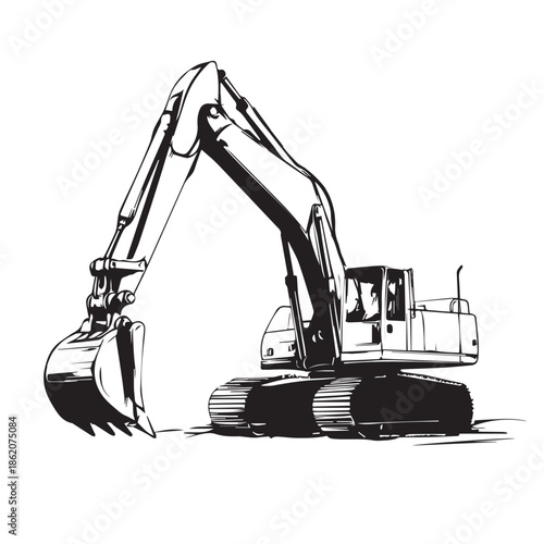 excavator in front of a construction