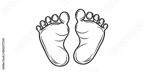 Baby footprints outline icon vector	