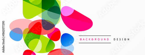 Abstract colorful shapes overlap, creating vibrant background. Modern design elements suggest creativity, energy, visual appeal.