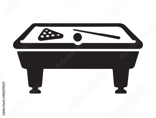 Billiards Pool Hall icon in Silhouette white background.