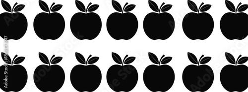 apple silhouettes set, fruit icon collection, black vector apples, healthy food symbols, organic nutrition clipart pack, minimal design