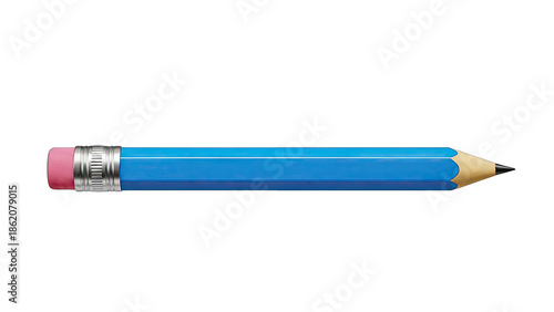 Blue Pencil Isolated on White Background
