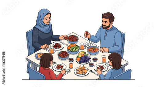 Family enjoying iftar together
