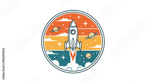 Illustrated rocket launch