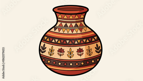 Decorative clay pot with traditional patterns