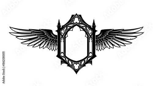 Ornate wings emblem with gothic design