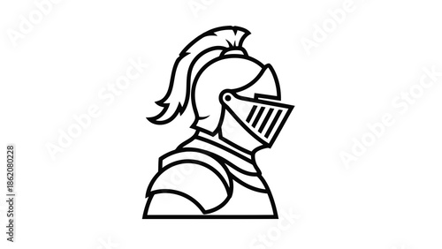 Knight in armor with helmet and feathered crest