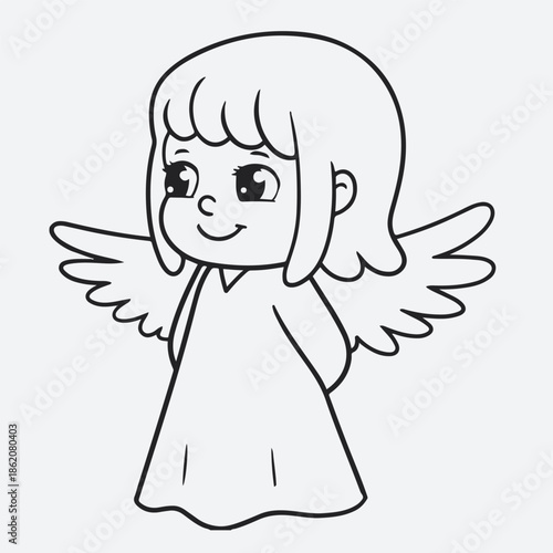 vector illustration of a cartoon angel . coloring. simple design