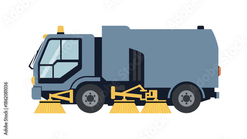 Street Sweeper Illustration: City Sanitation Vehicle for Cleaning and Maintenance