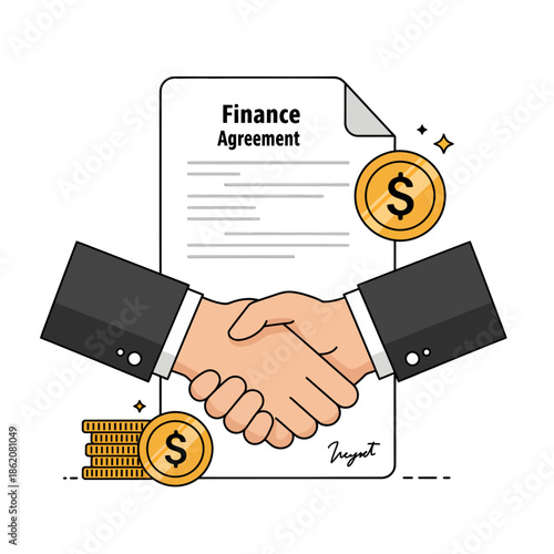 Handshake with Finance Agreement and Money.