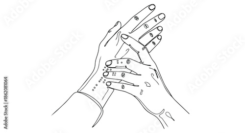 Hand Gesture Guide for Braille Reading Illustration