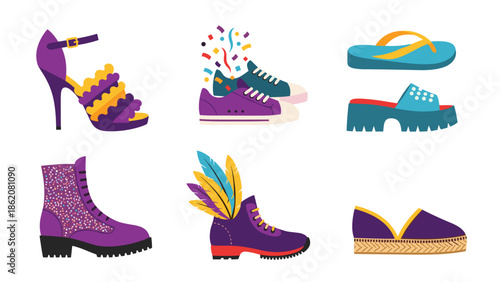 Carnival Shoes: Collection of Festive Footwear for Celebration and Design Needs