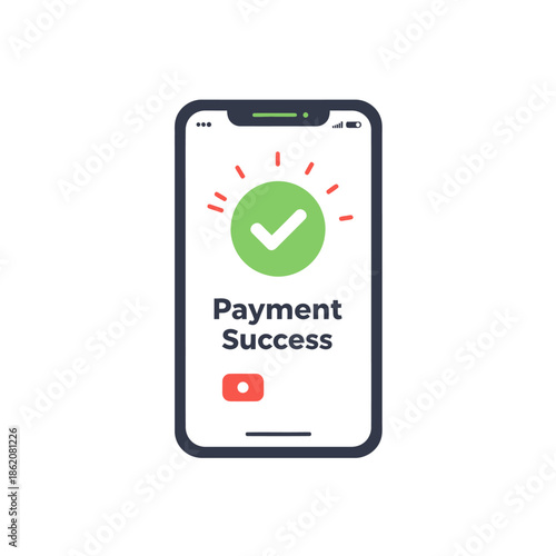 Smartphone Payment Success Screen with Checkmark.