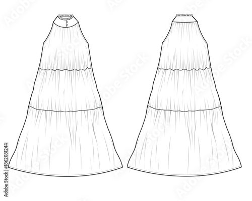 Smock dress vector design technical illustration by adobe illustrator.