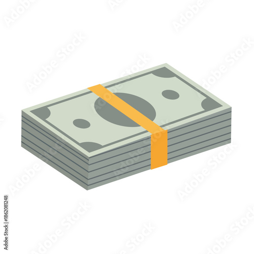 Stack of banknotes tied with rubberband.