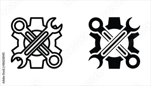 Maintenance icon set. Service tool symbol, setting sign, vector illustration isolated on white background.
