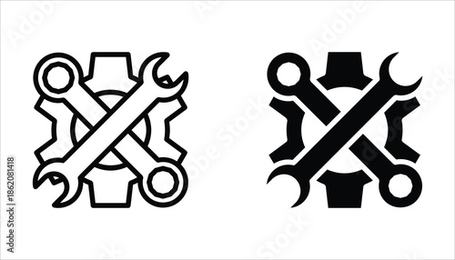 Maintenance icon set. Service tool symbol, setting sign, vector illustration isolated on white background.