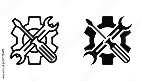Maintenance icon set. Service tool symbol, setting sign, vector illustration isolated on white background.