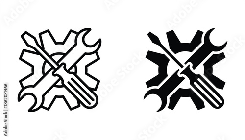 Maintenance icon set. Service tool symbol, setting sign, vector illustration isolated on white background.