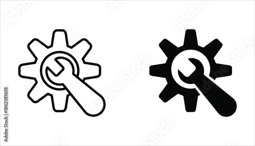 Maintenance icon set. Vector illustration for web design. Service tool symbol, setting sign, isolated on white background.