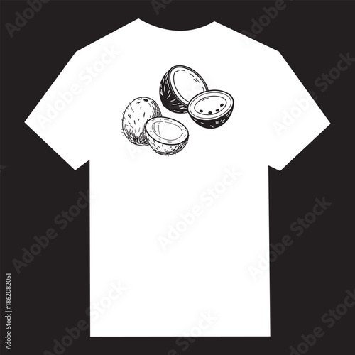 Coconut Sketch Print t shirt design
