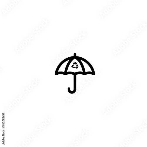 Vector design of recycle arrow icon in umbrella symbolizing green energy and environmental sustainability