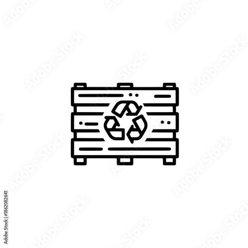 Recycling arrow icon inside wooden board vector illustration for sustainability and environmental awareness