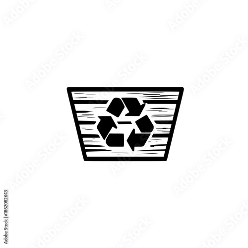 Eco friendly wooden board with recycling arrow icon vector art for renewable resources and conservation