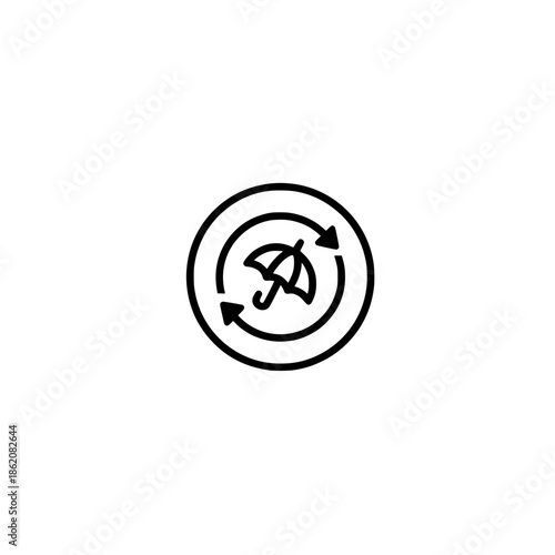 Recycling arrow icon inside umbrella vector illustration for sustainability and environmental awareness